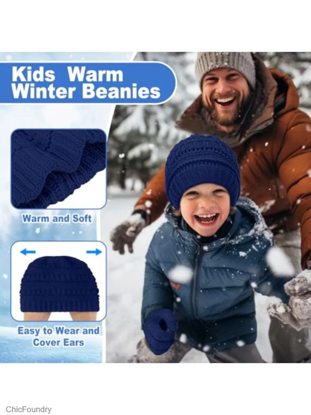 Kids Winter Knit Hat & Gloves Set Acrylic 5-12Y